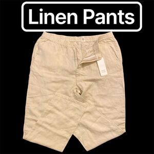 New Luxury Women’s Linen Pants Size XL Beige Casual Vacation Dress Pants